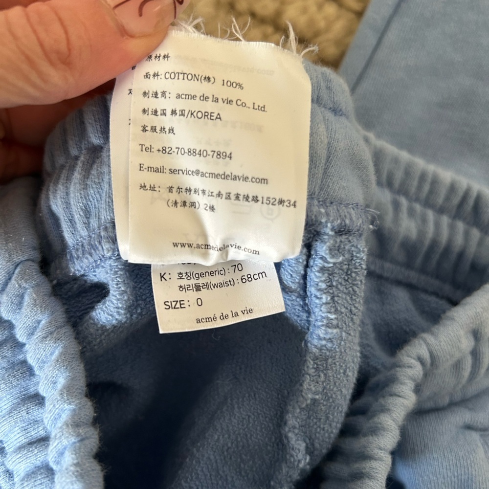 Acmé de la vie AV Color Embroidery Cotton Logo Pants in Light Indigo Blue Size 0 - Picture 7 of 7